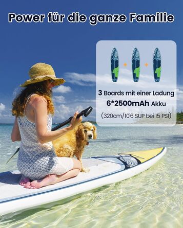 Електричний насос для SUP-дошки з акумулятором, 20 PSI компресор з функцією спуску повітря, двоступеневий автоматичний насос для сапборда, каяка, човна та намету