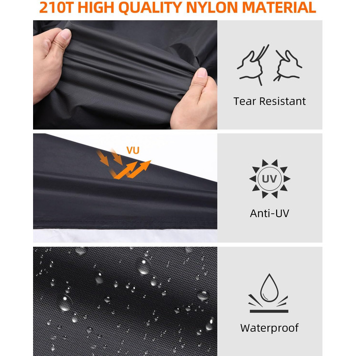 Водонепроникний намет для велосипедів Ohuhu на 2 велосипеди, 200 x 110 x 90 см, захист від пилу, дощу, УФ-променів, з отворами для замка та сумкою