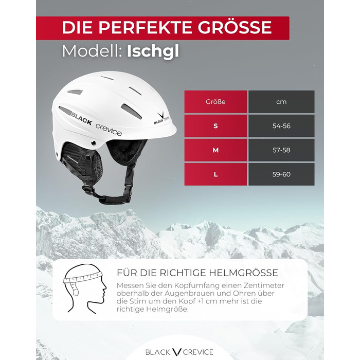 Чорний шлем для гірськолижного спорту Crevice Ischgl – міцний, спортивний, дихаючий, регульований, розмір S, білий