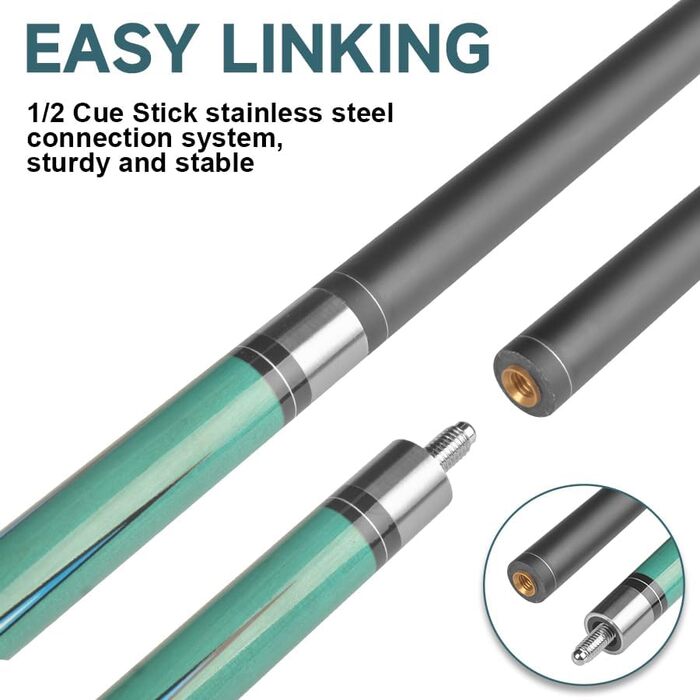 Біліардна кий HomeSeason 57'' з нейлоновою намотуванням, професійна, низька дефлекція, у сумці