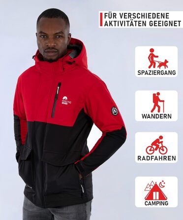 Чоловіча куртка Softshell Outdoor водовідливна функціональна вітрівка AS303, XL, червоно-чорна