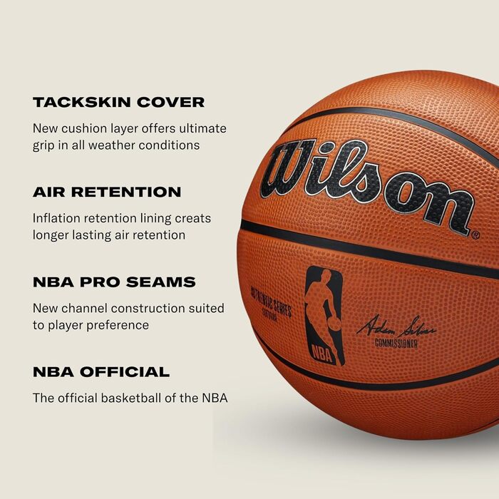 М'яч баскетбольний Wilson NBA Authentic Series Outdoor Braun, розмір 6