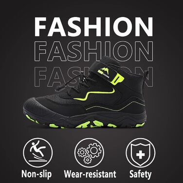 Дитячі трекінгові черевики FLIOZY - чорні, дихаючі, з антиковзкою підошвою, розмір 28 EU