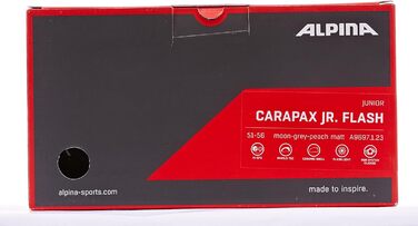 Дитячий велосипедний шолом ALPINA CARAPAX JR. FLASH з LED-підсвіткою, захистом від комах, moon-grey-peach матовий, 51-56 см, легкий і безпечний