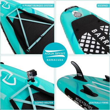 SUP дошка Aqua Spirit надувна 2024, 320x81x15 см, комплект (весло, рюкзак, насос) для початківців/експертів, зелений, гарантія 2 роки
