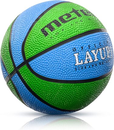 М'яч для баскетболу Meteor Layup Kinder Mini #4 (Blue-Green) – ідеальний для дітей 4-8 років. Розмір #1, м'який, з рифленою поверхнею, для тренувань.