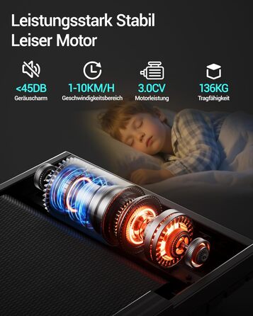 Біговий тренажер CURSOR для дому, складаний, 10 км/год, нахил 16%, безщітковий двигун 3.0CV, максимальне навантаження 136 кг, помаранчевий