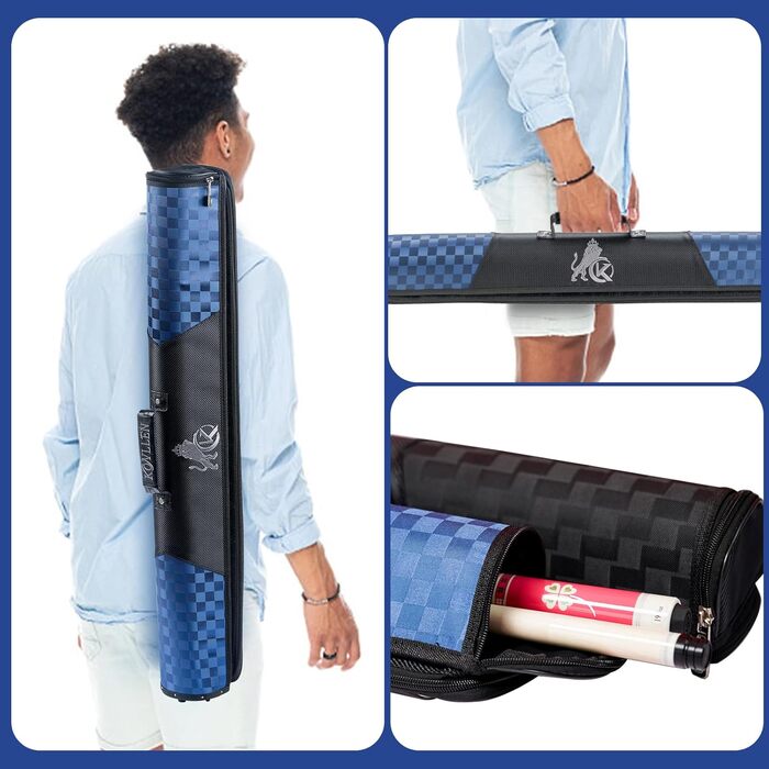 Чохол для більярдних куль KONLLEN: 6 відділень, ручна робота, 2 кишені для бут, 4 аксесуари, 6 кольорів (блакитний)