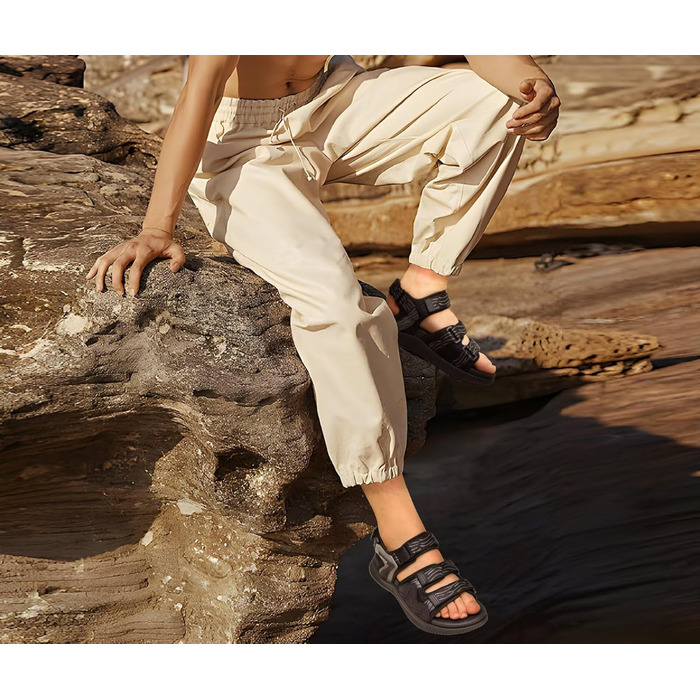 Чоловічі трекінгові сандалі KuaiLu: зручні ортопедичні сандалі для піших прогулянок та активного відпочинку (48 EU, чорний)