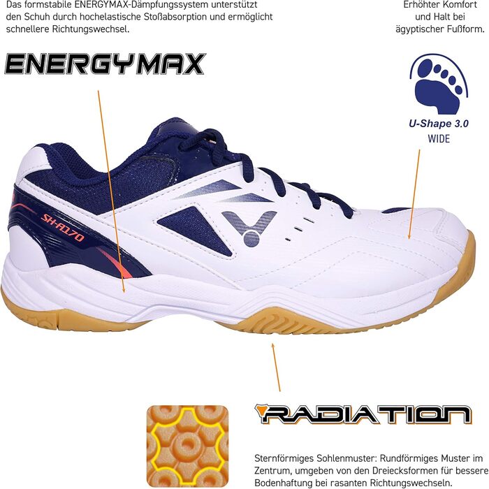 Кросівки для бадмінтону та сквошу Victor SH-A170 - унісекс, біло-блакитні (47.5 EU)