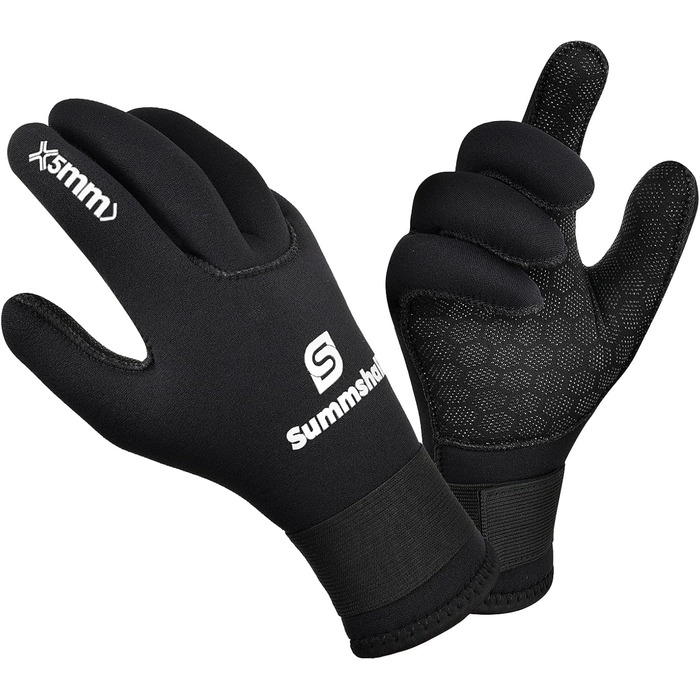 Чоловічі неопренові рукавички Sushall для плавання, серфінгу, каякінгу, дайвінгу, 3 шт., 5 мм, чорний (L)