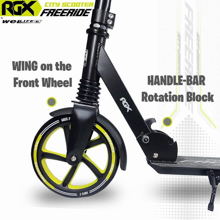 Самокат WeLLIFE Freeride RGX з великими колесами 200 мм, передньою амортизацією, для дорослих і дітей, міський складаний скутер