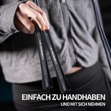 Стрибкове канат Hererope з перлами, регульований, для дорослих та дітей, 3 м, з міцними ручками та безпечними перлами для фітнесу, чорний