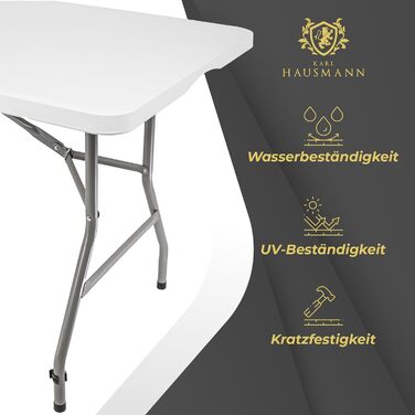 Складаний стіл для кемпінгу Karl Hausmann 180x75x74 см - білий