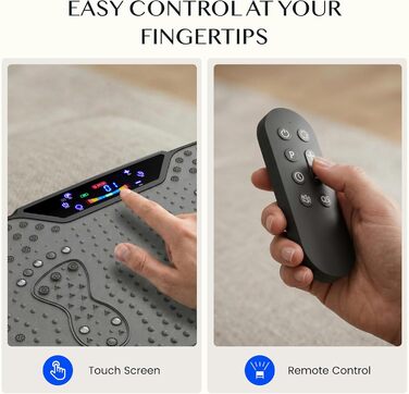 Віброплатформа FlexiSpot для фітнесу: тренажер для всього тіла з 2 еспандерами, 120 рівнями, LCD дисплеєм, пультом, 150W, до 120 кг, чорна