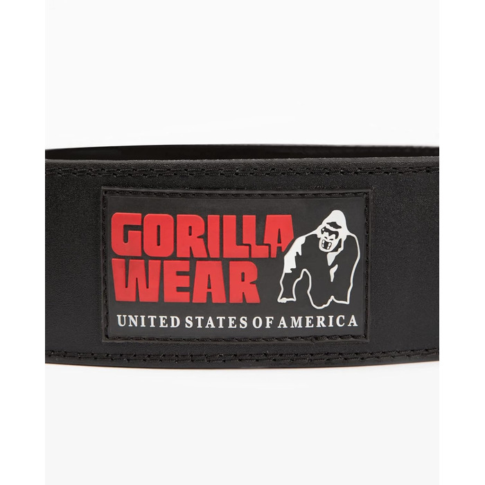 Шкіряний пауерліфтинг пояс Gorilla Wear 4 дюйми, чорний/червоний, для бодібілдингу та тренажерного залу, підтримка та стабілізація, розмір L-XL
