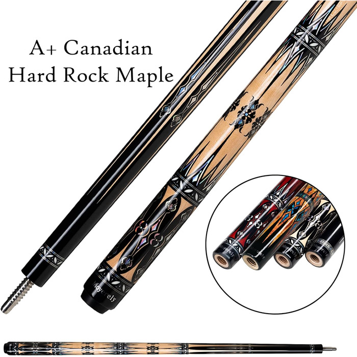 Moyerely: Професійний кий для більярду з карбону, 11.8 мм/12.5 мм, низька дефлекція, з кейсом MF3