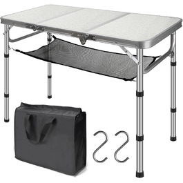 Складний туристичний стіл CPROSP 90x40 см, регулювання висоти 26-70 см, срібний