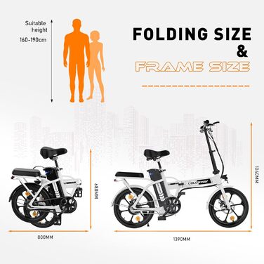Складаний електровелосипед COLORWAY BK5 16”x2,125”, міський eBike з педальною підтримкою, 2 режими, акумулятор 36В 8,4А·год, мотор 250Вт, для дорослих, унісекс