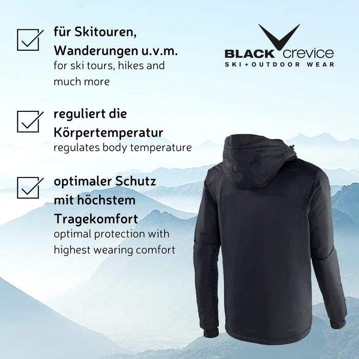 Чоловіча лижна куртка Black Crevice: чорний/червоний, водонепроникна, з капюшоном
