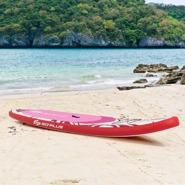 Надувна SUP-дошка COSTWAY 325x76x16 см, до 150 кг, з рюкзаком, насосом, регульованим веслом, страховочним шнуром, еластичним шнуром та ремкомплектом, рожева, без сидіння