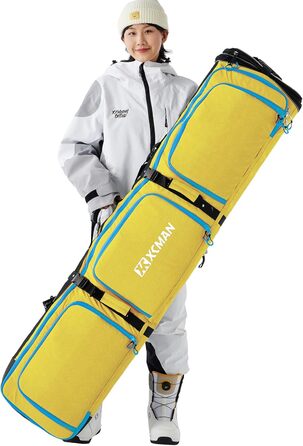 Чохол для сноуборду XCMAN, 160/190 см, міцний, для транспортування та подорожей (жовтий)