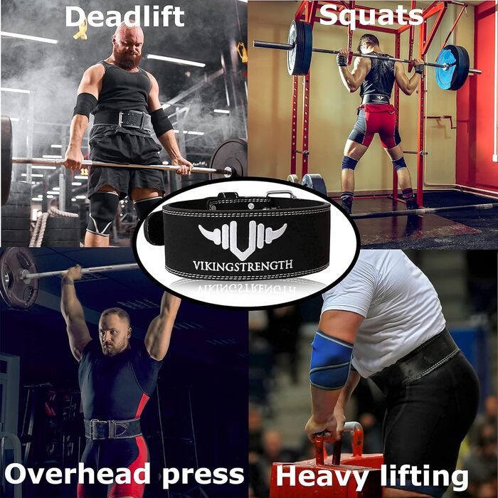Пояс для важкої атлетики Vikingstrength Premium з петлями для тяги, для чоловіків та жінок, ідеально підходить для присідань, пауерліфтингу, кросфіту та станової тяги, розміри M-4XL + додаток V-Strength Workout App (XL)