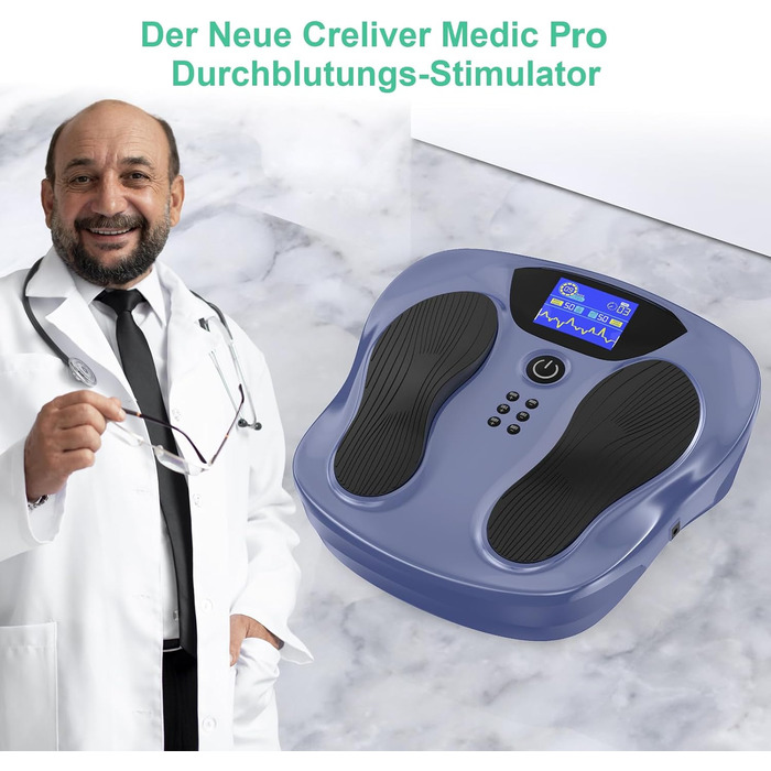 Creliver Medic Pro стимулятор кровообігу для ніг та стоп, EMS і TENS масажер проти втоми та болю, покращує циркуляцію крові, зменшує судоми, сіро-фіолетовий