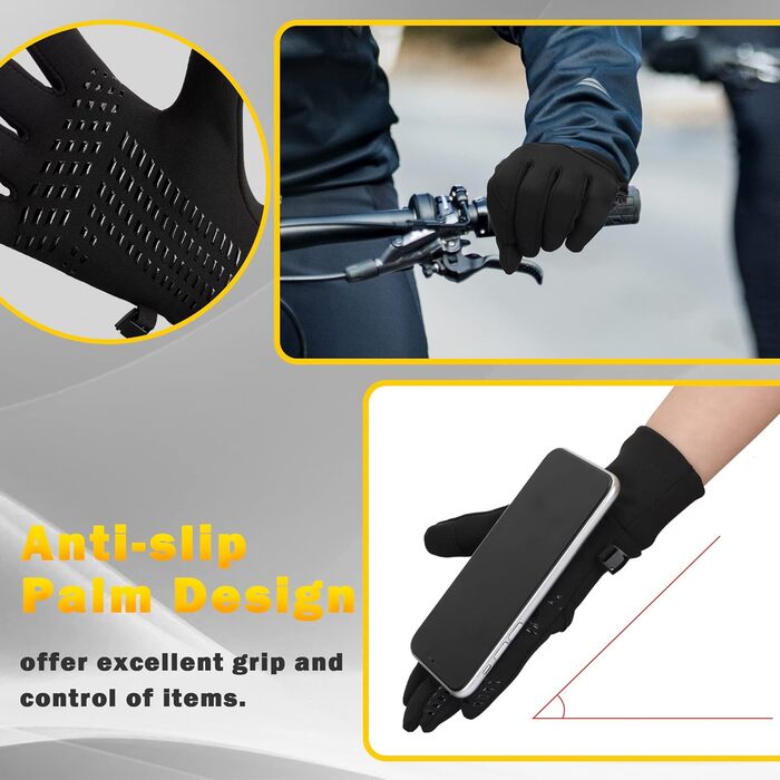 Рукавички сенсорні для велоспорту, чорні. Чоловічі/жіночі, нековзкі, вітронепроникні, для велосипеда, бігу, катання, лижного спорту. Зимові рукавички.