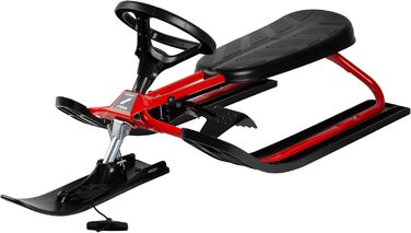 Санки STIGA Snowracer Iconic для дітей від 5 років, сталевий каркас, гальмо, буксирувальний трос, до 80 кг, червоно-чорні – міцні санки для зимових розваг