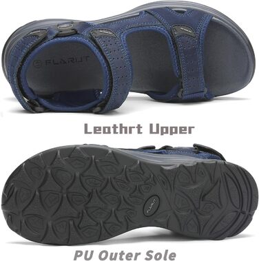 Чоловічі сандалі FLARUT для трекінгу та активного відпочинку, шкіра, відкритий носок, сині (45 EU)
