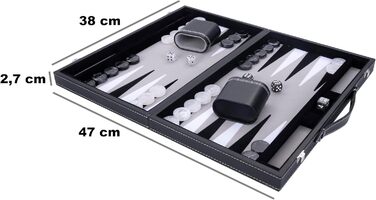 Набір для гри в шашки Engelhart Luxus 250506 - сірий, штучна шкіра, перламутрові фішки, 38 см