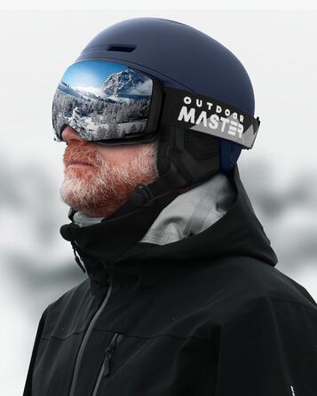 Комплект шолом та маска OutdoorMaster MIPS PRO для лиж і сноуборду, регульований, синій, для чоловіків, жінок і дітей, розмір M