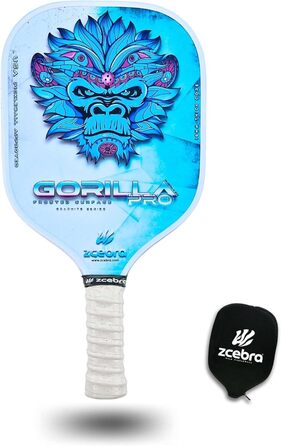 Професійна ракетка для піклболу ZCEBRA Gorilla Pro Blue, графітова, поліпропіленовий стільниковий сердечник 16 мм, текстурована поверхня, чохол з неопрену