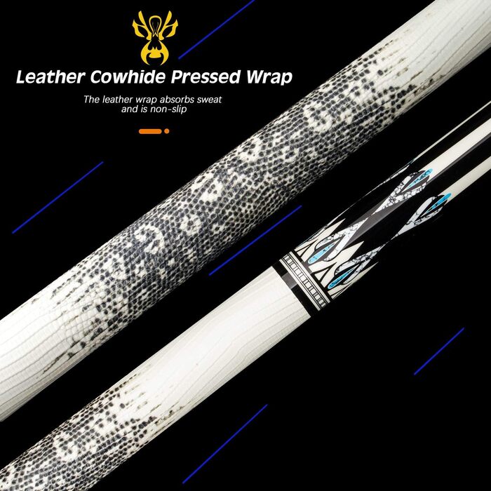 Більярдний кий KONLLEN Dragon-1 з низькою відволікаючою лінією, з подовженням та кейсом (10,5 мм, 11,5 мм, 12,5 мм наконечник Tigerspitze, XTC-гніздо, 3/8 x 8 радіальний штифт, 147 см довжина)