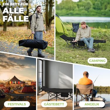 NORDICTRAILS Кемпінгове ліжко NORDICTRAILS - розкладне ліжко для кемпінгу XXL | Зручне, легке та широке для відпочинку на природі | Гостьове ліжко, лежак, розкладне ліжко, ліжко для риболовлі, ліжко для кемпінгу з надзвичайно м'яким матрацом (Без матраца,