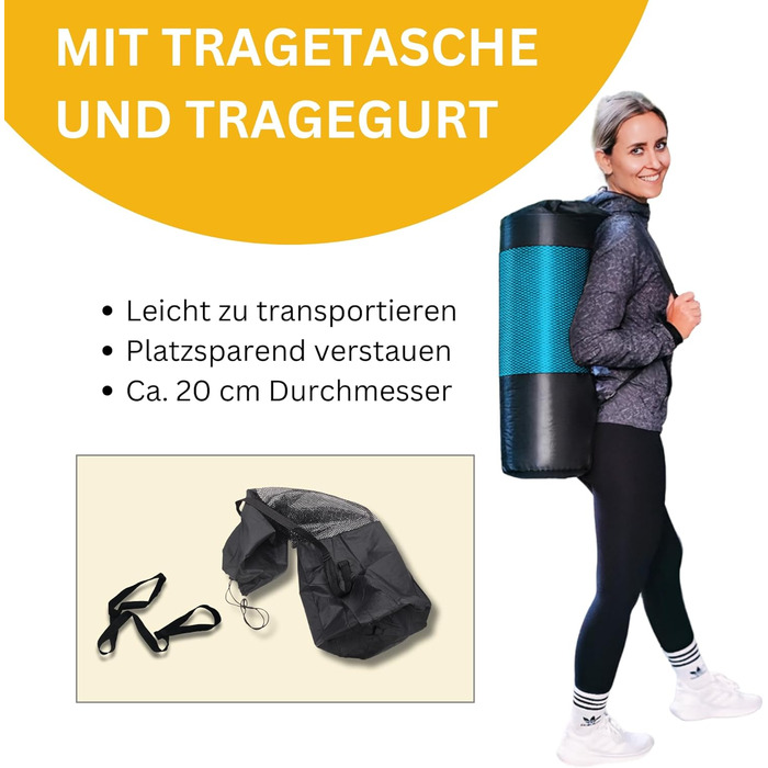 Мат для тренувань Muawo Premium: фітнес, йога, гімнастика | антиковзаюча, товста, довга | 190 x 100 x 1,5 см