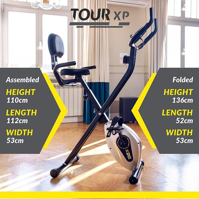 Велотренажер Bluefin Fitness Tour Lite для дому, складаний, магнітний, сумісний з Kinomap, сірої кольору