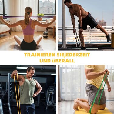 Еластичні гумки для фітнесу, тренувань та розтяжки, 6 шт. (синій, зелений, фіолетовий, жовтий, помаранчевий, чорний)