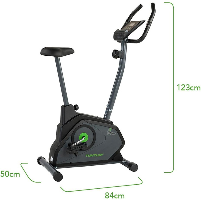 Велотренажер Tunturi Cardio Fit з ручним керуванням, пульсометром, тримачем для планшета та LCD-дисплеєм – для домашніх тренувань, реабілітації й початківців