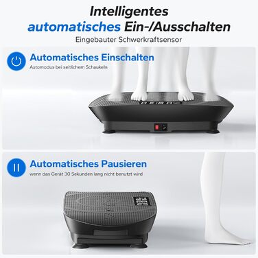 Вібраційна платформа MERACH для тренувань всього тіла, побудова та формування м'язів, автоматичне регулювання швидкості, Bluetooth-динамік, чорний