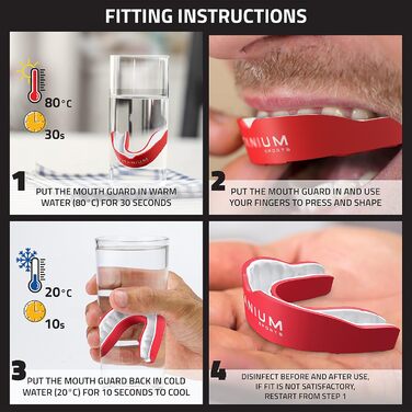 Капа спортивна преміум-якість Titanium - захист щелепи для контактних видів спорту (бокс, ММА, джудо, карате, регбі, хокей, футбол) - червона, з кейсом