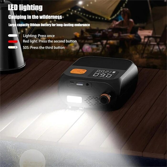 Електрична повітряна помпа для SUP-дошок, каяків та човнів, 8000 mAh, 25 PSI, 80 W, LED-дисплей, 120 л/хв