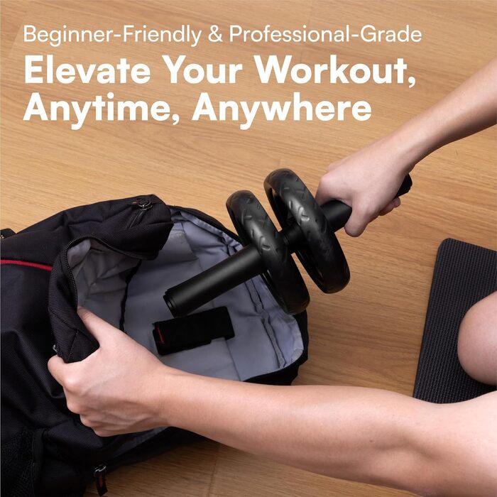 Ролер для пресу H&S Fitness - тренажер для пресу з посиленою амортизацією, аб-ролер, тренажер для пресу