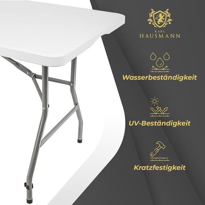 Складаний стіл для кемпінгу Karl Hausmann 180x75x74 см - білий
