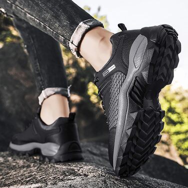 Черевики для трекінгу та хайкінгу чоловічі, водонепроникні, легкі, зручні, антиколізійні, для туризму та трейлраннінгу (39 EU, чорний)