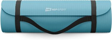Гимнастичний килимок Hop-Sport 190x60x2 см, протиковзний фітнес-мат з NBR-піни Blue Mist, з ременем для перенесення