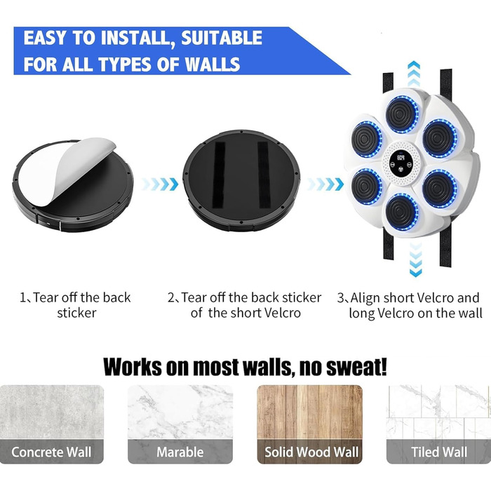 Музична боксівська машина Umikk з LED-підсвіткою та Bluetooth, 9 режимів швидкості, з рукавичками