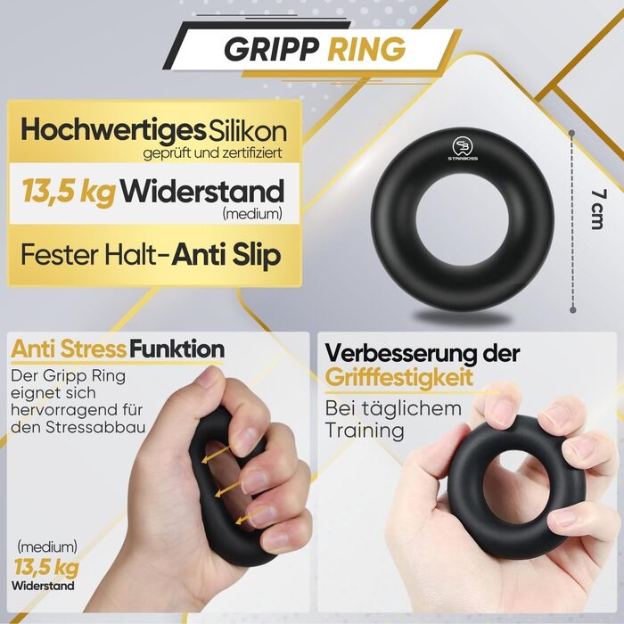 Тренування хватки рук STRABOZZ: набір для зміцнення пальців та передпліччя, регульований під навантаження