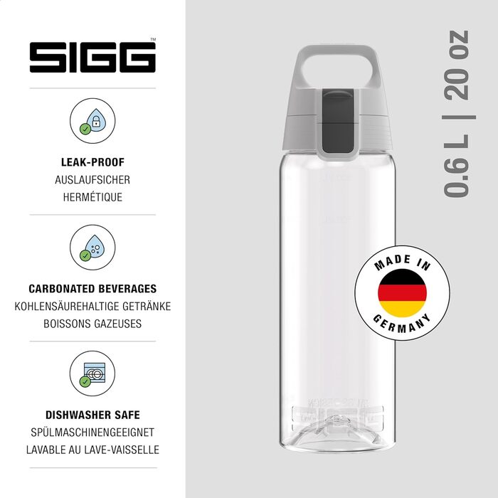 Пляшка для води Sigg Tritan Total Color ONE 600 мл / 1 л: для газованих напоїв, легка, герметична, BPA-free, миється в посудомийній машині